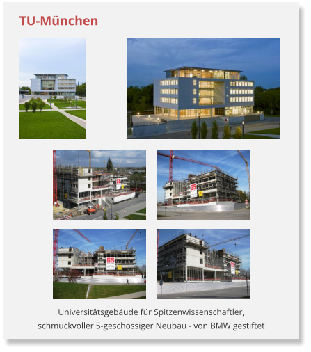 Universitätsgebäude für Spitzenwissenschaftler, schmuckvoller 5-geschossiger Neubau - von BMW gestiftet TU-München